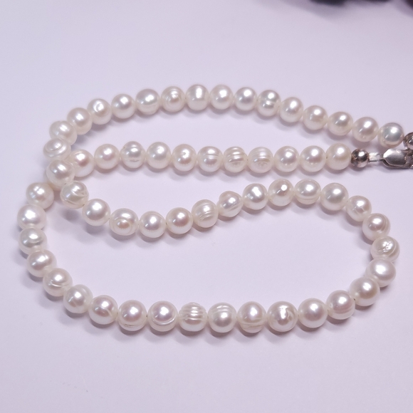 Handmade Genuine Rose Akoya Pearl Necklace Sterling Silver Clasp 16" Choker - Picture 5 of 16